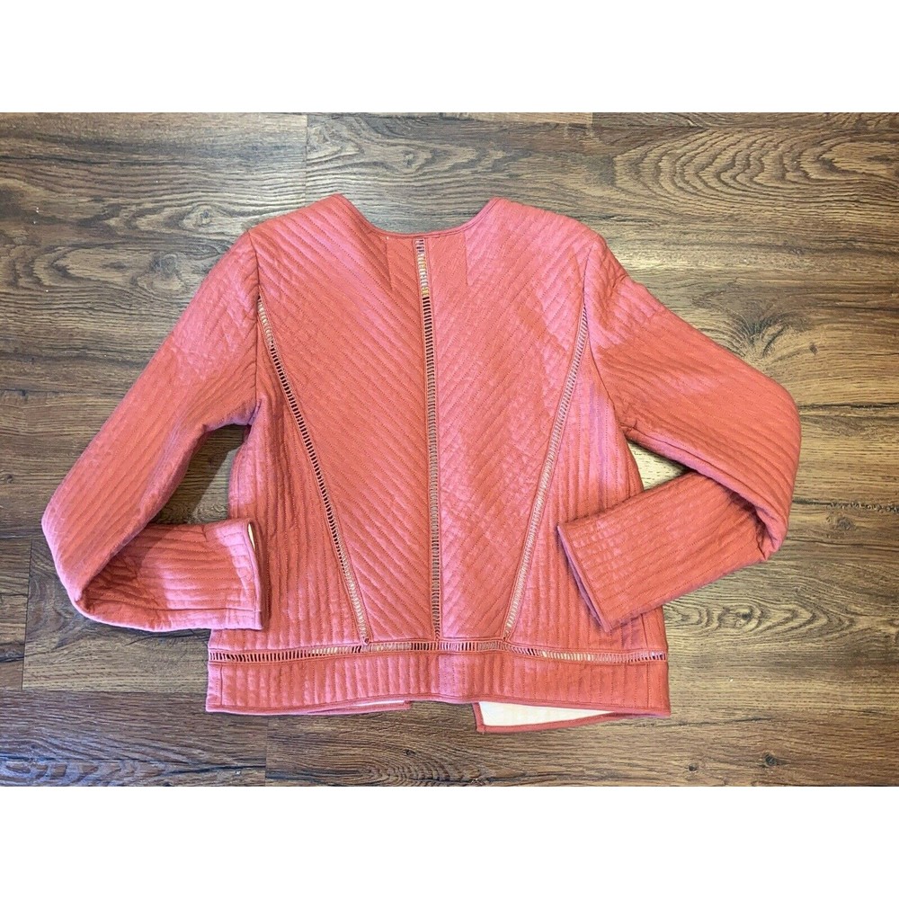 Anthropologie Akemi + Kin XS Rust Brown Quilted 100% Cotton Open Cardigan Jacket - Picture 3 of 6